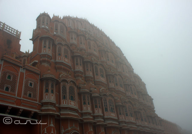 Hawa Mahal in fog, Jaipur