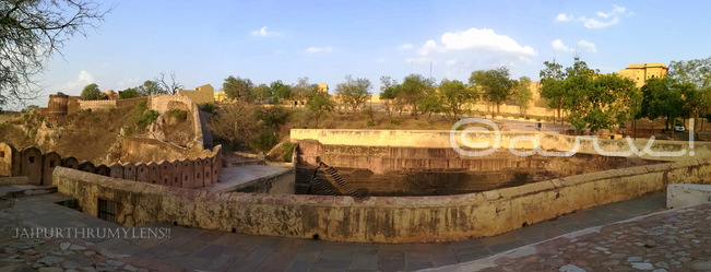 nahargarh-fort-baori-in-jaipur-conservation-rain-water-harvesting-technique-during-water-walk-panorama-shot