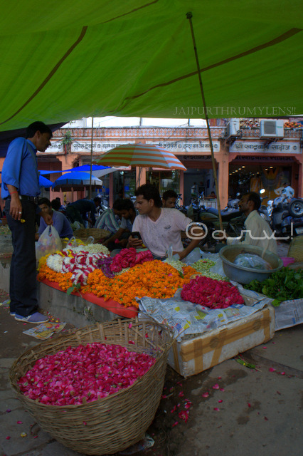 Flower seller at badi chaupar johari bazaar jaipur