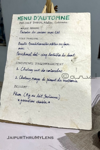 Menu of Jaipur local food experience